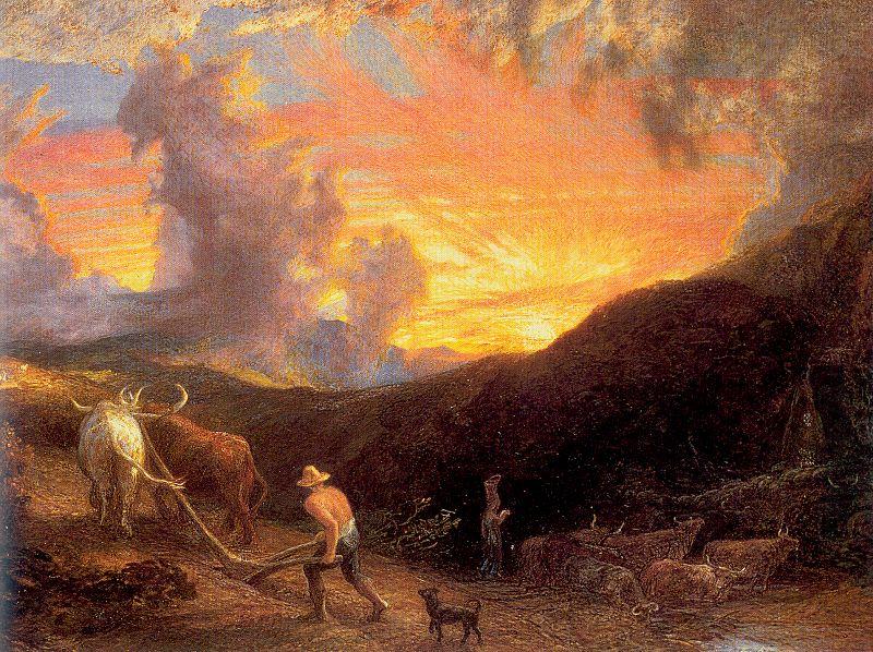 Ploughing at Sunset, Palmer, Samuel